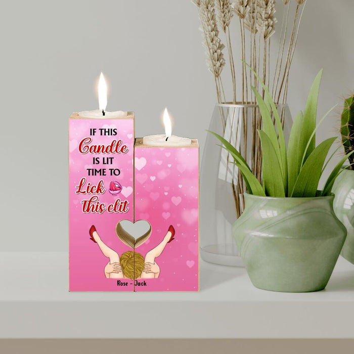 Personalized Heart Candle Holder - Gift Idea For Him/Her - Valentine's Day Gift - If This Candle Is Lit Time To Lick This Clit