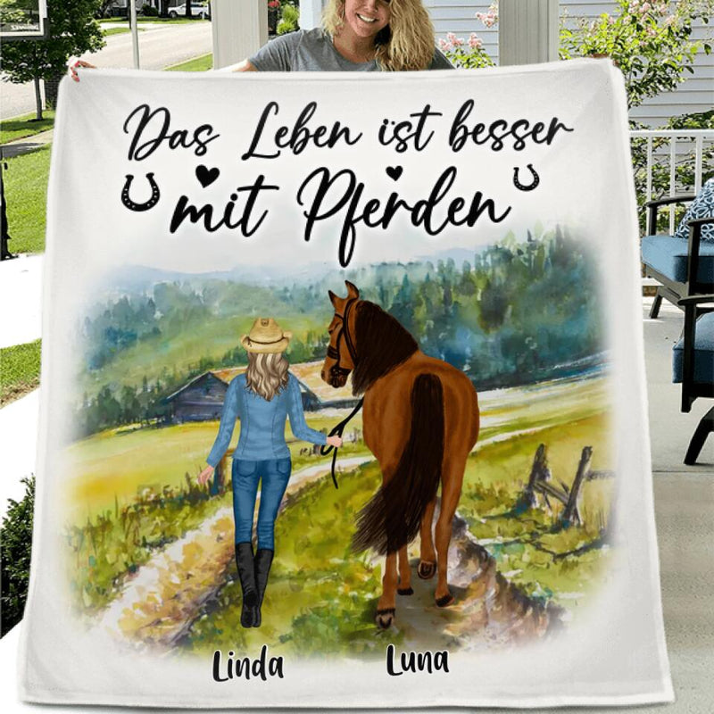 Personalized Horse Girl Father's Day - Gift Idea For Horse Lovers/Girl - Up to 6 Horses - Das Leben Ist Besser Mit Pferden