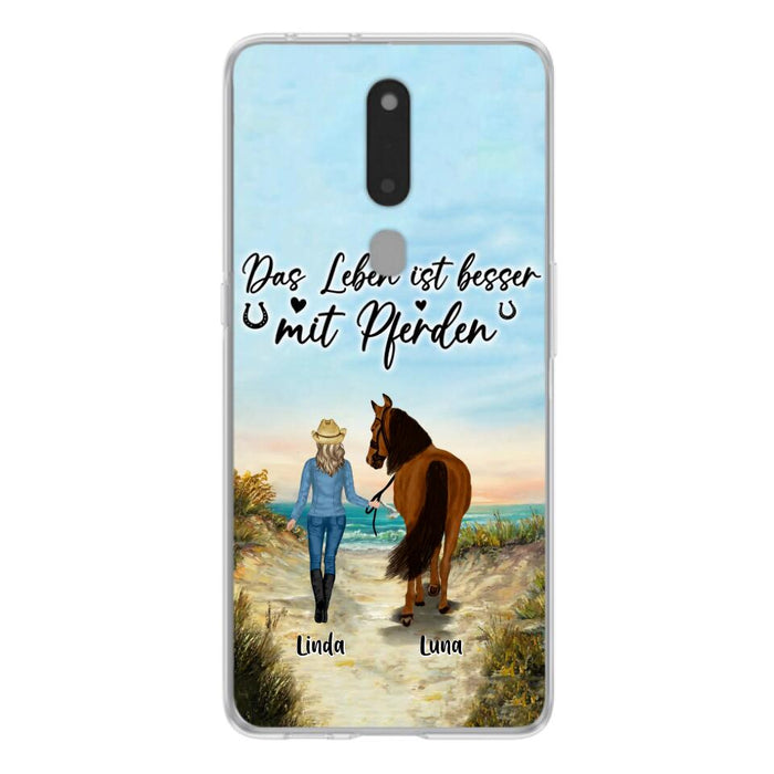 Custom Personalized Horse Girl Phone Case - Gift Idea For Horse Lovers/Girl - Upto 6 Horses - Das Leben Ist Besser Mit Pferden - Cases For Oppo/Xiaomi/Huawei