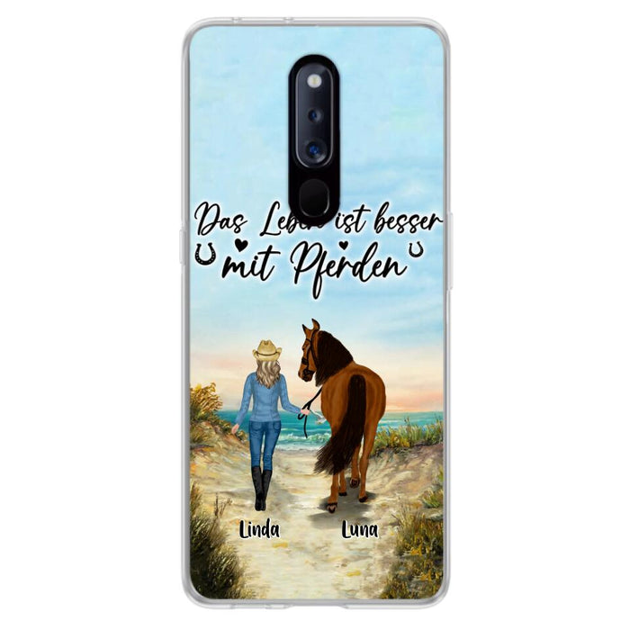 Custom Personalized Horse Girl Phone Case - Gift Idea For Horse Lovers/Girl - Upto 6 Horses - Das Leben Ist Besser Mit Pferden - Cases For Oppo/Xiaomi/Huawei