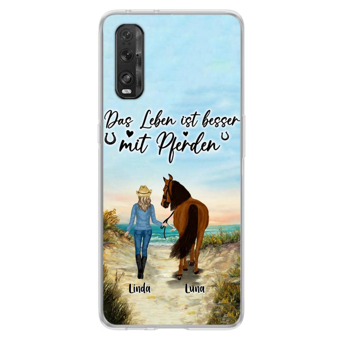 Custom Personalized Horse Girl Phone Case - Gift Idea For Horse Lovers/Girl - Upto 6 Horses - Das Leben Ist Besser Mit Pferden - Cases For Oppo/Xiaomi/Huawei