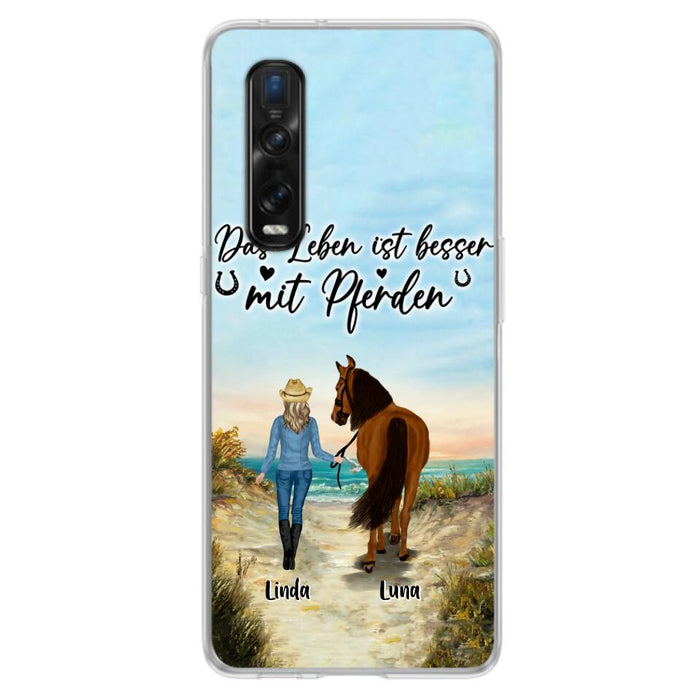 Custom Personalized Horse Girl Phone Case - Gift Idea For Horse Lovers/Girl - Upto 6 Horses - Das Leben Ist Besser Mit Pferden - Cases For Oppo/Xiaomi/Huawei