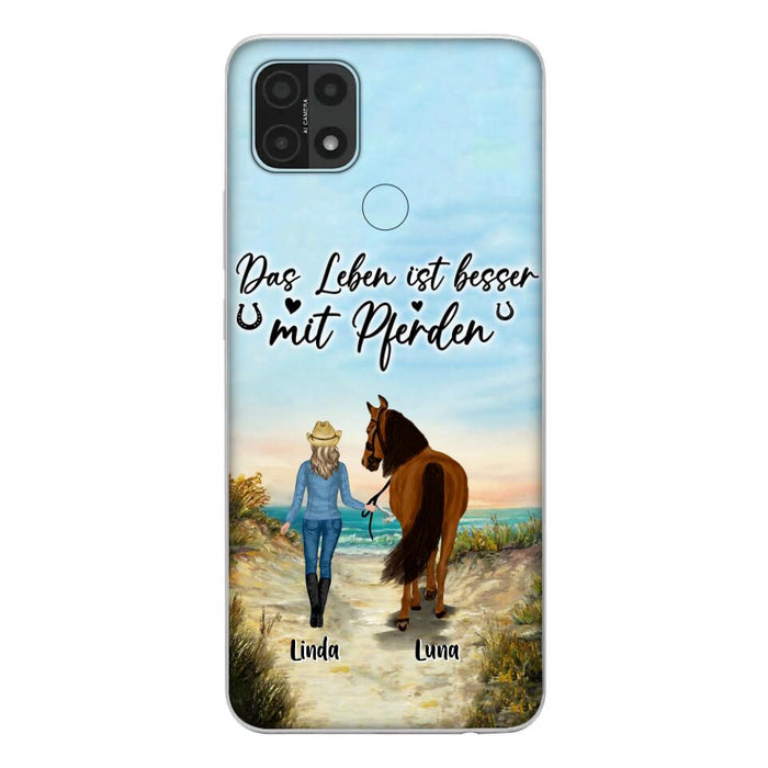 Custom Personalized Horse Girl Phone Case - Gift Idea For Horse Lovers/Girl - Upto 6 Horses - Das Leben Ist Besser Mit Pferden - Cases For Oppo/Xiaomi/Huawei