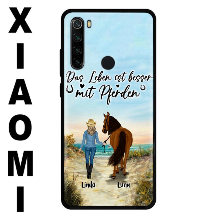 Custom Personalized Horse Girl Phone Case - Gift Idea For Horse Lovers/Girl - Upto 6 Horses - Das Leben Ist Besser Mit Pferden - Cases For Oppo/Xiaomi/Huawei