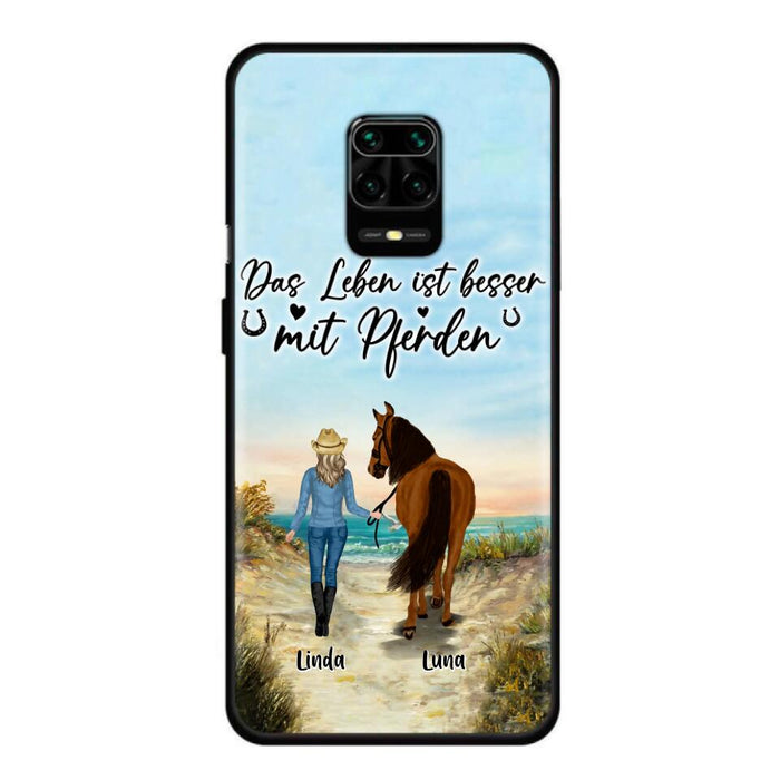 Custom Personalized Horse Girl Phone Case - Gift Idea For Horse Lovers/Girl - Upto 6 Horses - Das Leben Ist Besser Mit Pferden - Cases For Oppo/Xiaomi/Huawei