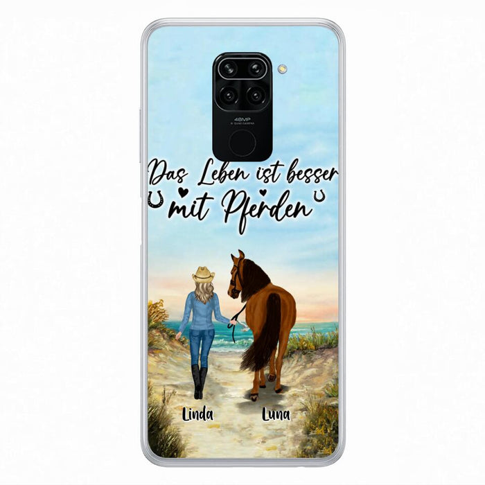 Custom Personalized Horse Girl Phone Case - Gift Idea For Horse Lovers/Girl - Upto 6 Horses - Das Leben Ist Besser Mit Pferden - Cases For Oppo/Xiaomi/Huawei