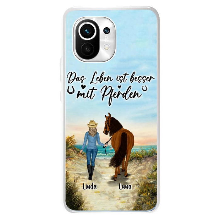 Custom Personalized Horse Girl Phone Case - Gift Idea For Horse Lovers/Girl - Upto 6 Horses - Das Leben Ist Besser Mit Pferden - Cases For Oppo/Xiaomi/Huawei