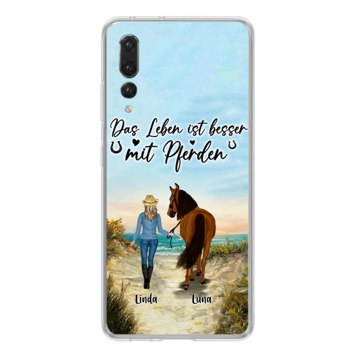 Custom Personalized Horse Girl Phone Case - Gift Idea For Horse Lovers/Girl - Upto 6 Horses - Das Leben Ist Besser Mit Pferden - Cases For Oppo/Xiaomi/Huawei