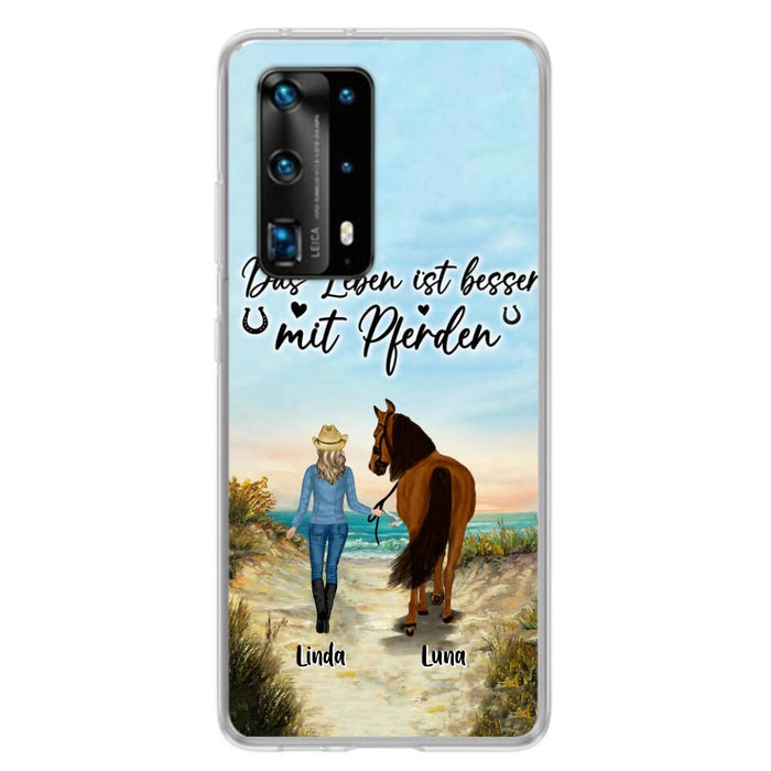 Custom Personalized Horse Girl Phone Case - Gift Idea For Horse Lovers/Girl - Upto 6 Horses - Das Leben Ist Besser Mit Pferden - Cases For Oppo/Xiaomi/Huawei