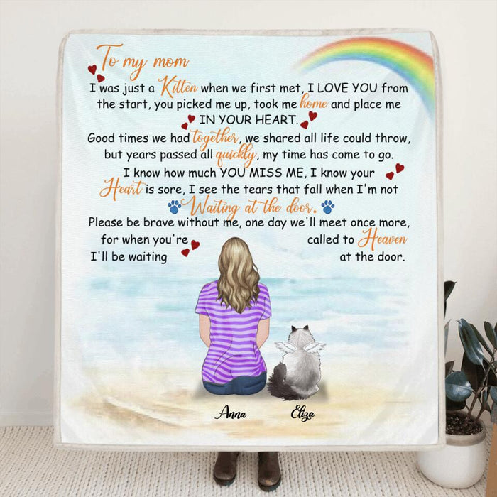 Custom Personalized Memorial Cat Quilt/ Fleece Blanket - Single Parent With Upto 4 Cats - Memorial Gift For Cat Lovers - M04NKJ