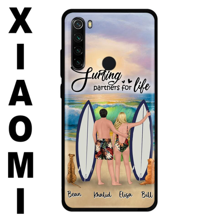 Custom Personalized Surfing Phone Case - Couple And 2 Pets - Phone Case For Xiaomi, Huawei and Oppo- Surfing Partners For Life - CCS180