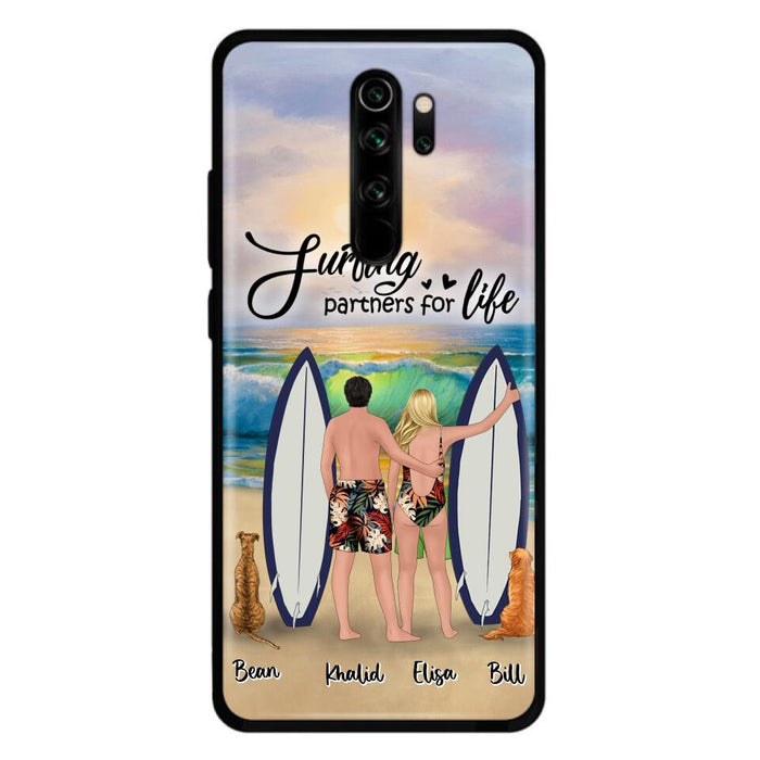 Custom Personalized Surfing Phone Case - Couple And 2 Pets - Phone Case For Xiaomi, Huawei and Oppo- Surfing Partners For Life - CCS180