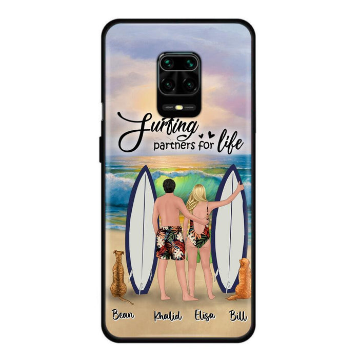 Custom Personalized Surfing Phone Case - Couple And 2 Pets - Phone Case For Xiaomi, Huawei and Oppo- Surfing Partners For Life - CCS180