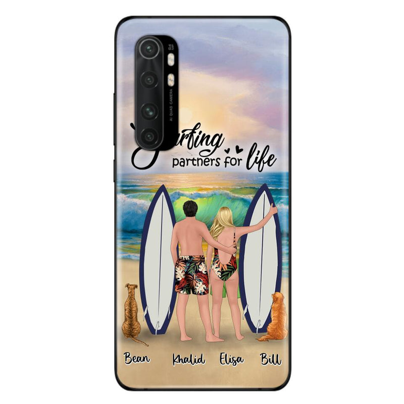 Personalized Surfing Phone Case - Couple And 2 Pets - Phone Case For Xiaomi, Huawei and Oppo- Surfing Partners For Life - CCS180