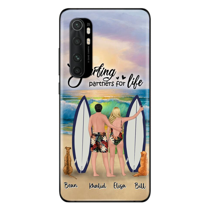 Custom Personalized Surfing Phone Case - Couple And 2 Pets - Phone Case For Xiaomi, Huawei and Oppo- Surfing Partners For Life - CCS180