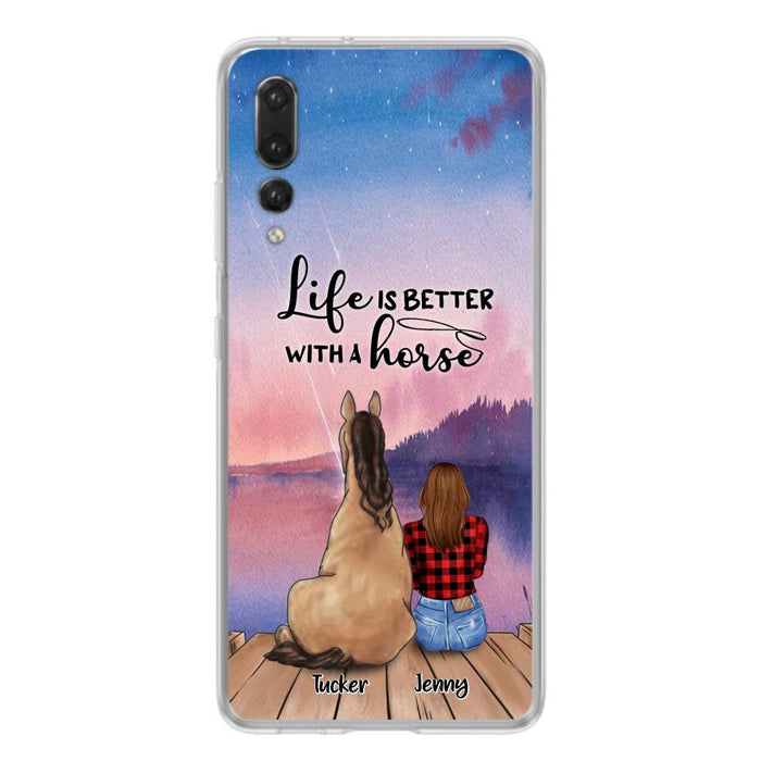 Personalized Horse/Dog Mom Phone Case For Huawei, Xiaomi and Oppo - Up to 2 Horses and 3 Dogs - Life is better with a horse - 9AGKN2