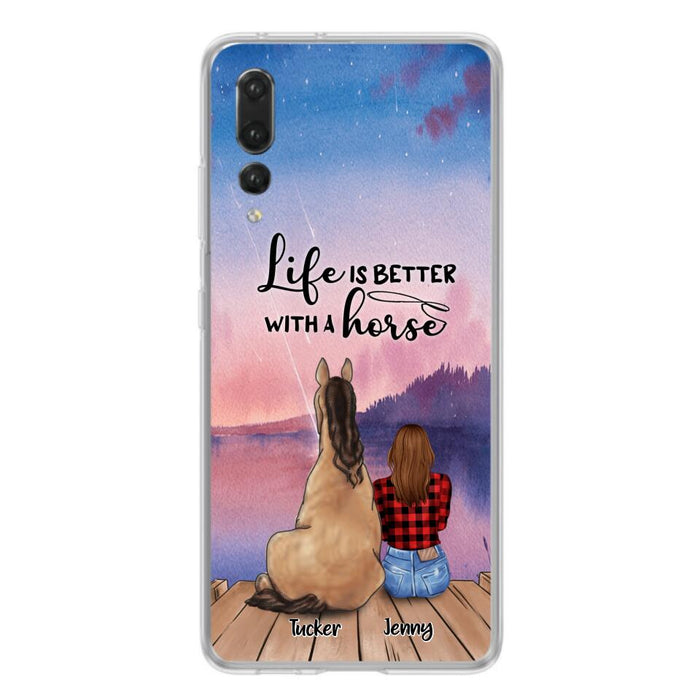 Personalized Horse/Dog Mom Phone Case For Huawei, Xiaomi and Oppo - Up to 2 Horses and 3 Dogs - Life is better with a horse - 9AGKN2