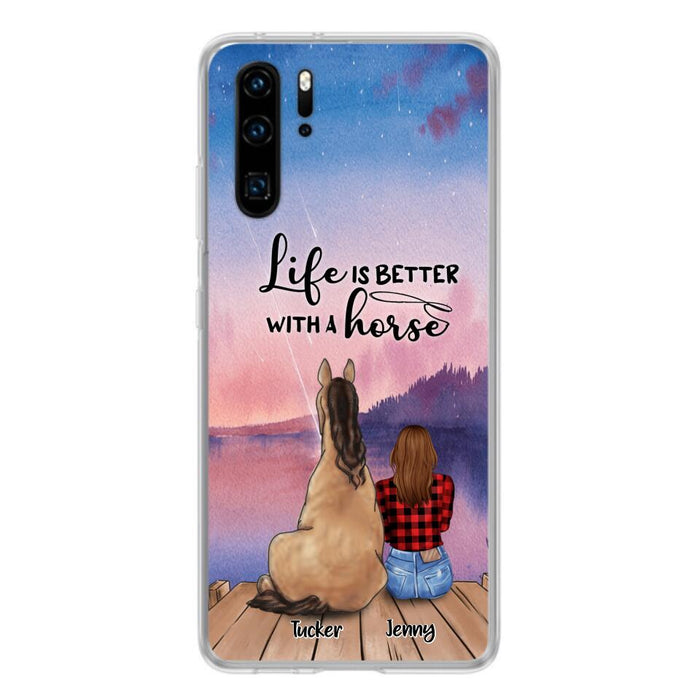 Personalized Horse/Dog Mom Phone Case For Huawei, Xiaomi and Oppo - Up to 2 Horses and 3 Dogs - Life is better with a horse - 9AGKN2