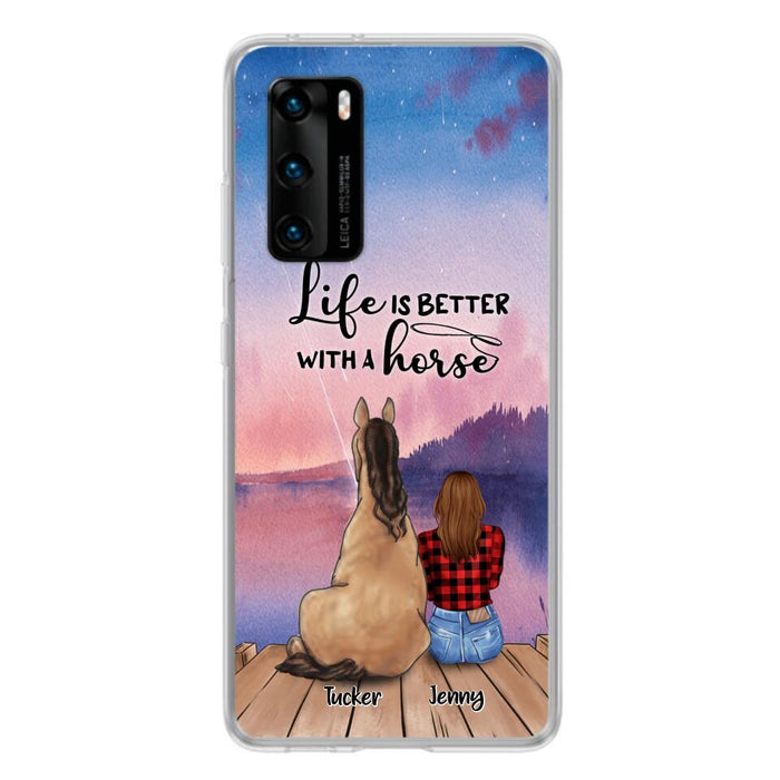 Personalized Horse/Dog Mom Phone Case For Huawei, Xiaomi and Oppo - Up to 2 Horses and 3 Dogs - Life is better with a horse - 9AGKN2