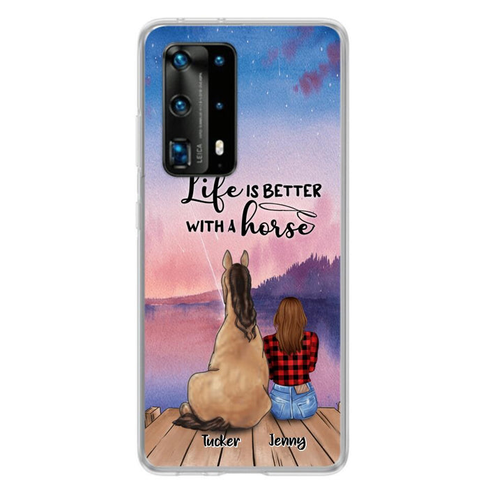 Personalized Horse/Dog Mom Phone Case For Huawei, Xiaomi and Oppo - Up to 2 Horses and 3 Dogs - Life is better with a horse - 9AGKN2