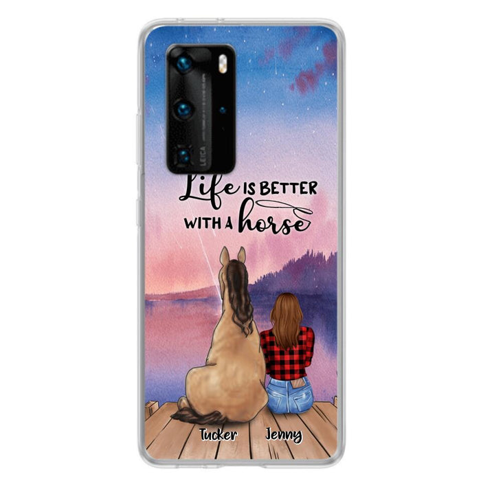 Personalized Horse/Dog Mom Phone Case For Huawei, Xiaomi and Oppo - Up to 2 Horses and 3 Dogs - Life is better with a horse - 9AGKN2