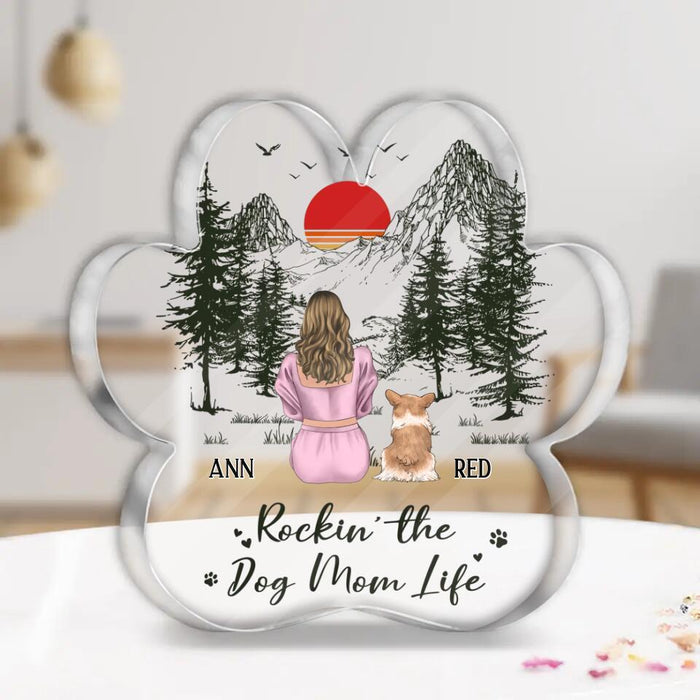 Custom Personalized Dog Mom Acrylic Plaque - Upto 4 Dogs - Mother's Day Gift Idea Dog Lovers - Rokin' The Dog Mom Life