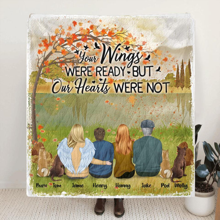 Custom Personalized Pet Mom Dad Quilt/Fleece Blanket - Best Gift For Family - Your Wings Were Ready But Our Hearts Were Not