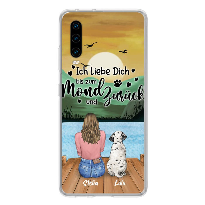 Custom Personalized Dog Mom Phone Case - Gifts For Dog Lover/ Mother's Day With Upto 5 Dogs - Ich Liebe Dich Bis Zum Mond Und Zurück - Case For Xiaomi/ Oppo/ Huawei