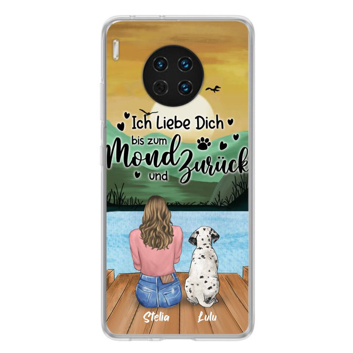 Custom Personalized Dog Mom Phone Case - Gifts For Dog Lover/ Mother's Day With Upto 5 Dogs - Ich Liebe Dich Bis Zum Mond Und Zurück - Case For Xiaomi/ Oppo/ Huawei