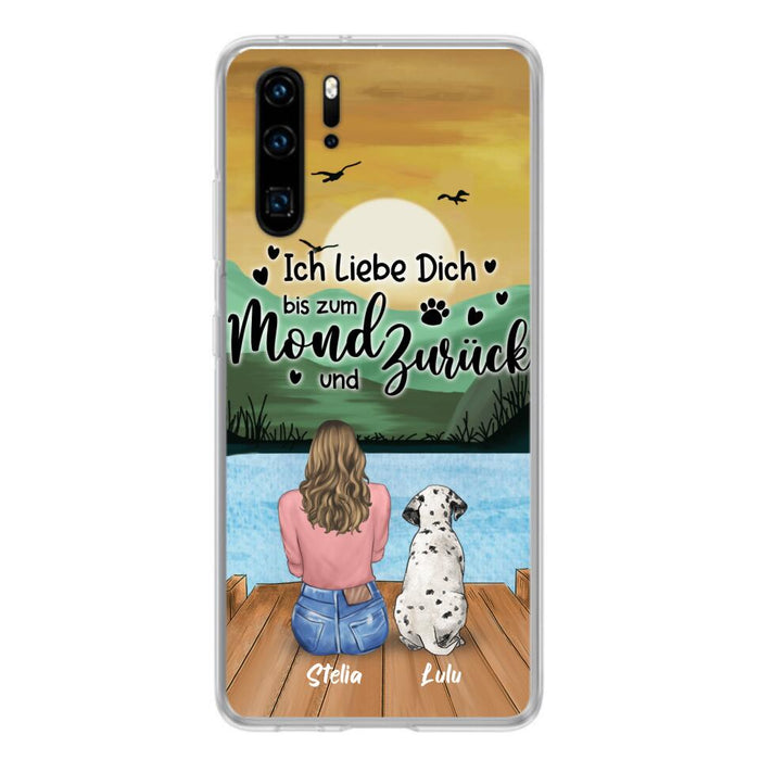 Custom Personalized Dog Mom Phone Case - Gifts For Dog Lover/ Mother's Day With Upto 5 Dogs - Ich Liebe Dich Bis Zum Mond Und Zurück - Case For Xiaomi/ Oppo/ Huawei