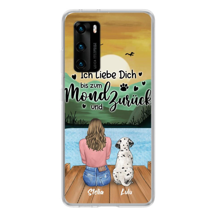 Custom Personalized Dog Mom Phone Case - Gifts For Dog Lover/ Mother's Day With Upto 5 Dogs - Ich Liebe Dich Bis Zum Mond Und Zurück - Case For Xiaomi/ Oppo/ Huawei