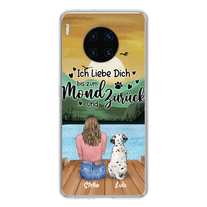 Custom Personalized Dog Mom Phone Case - Gifts For Dog Lover/ Mother's Day With Upto 5 Dogs - Ich Liebe Dich Bis Zum Mond Und Zurück - Case For Xiaomi/ Oppo/ Huawei