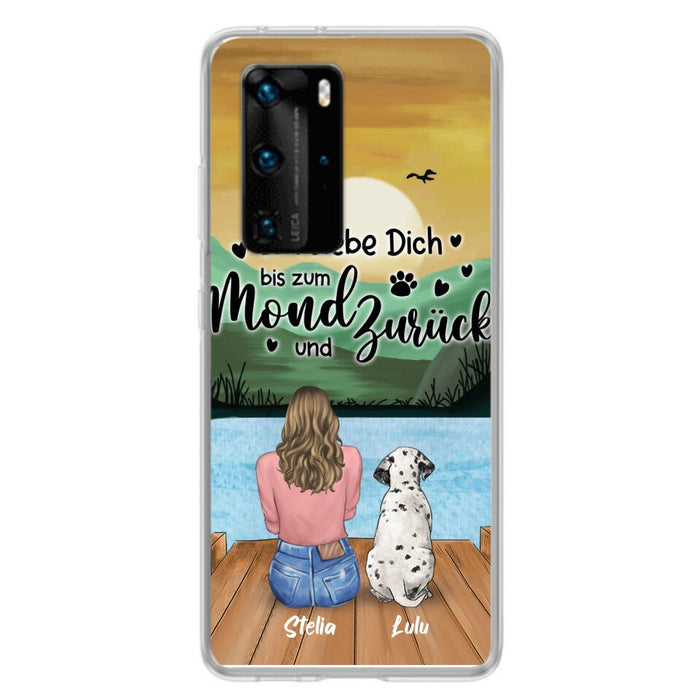 Custom Personalized Dog Mom Phone Case - Gifts For Dog Lover/ Mother's Day With Upto 5 Dogs - Ich Liebe Dich Bis Zum Mond Und Zurück - Case For Xiaomi/ Oppo/ Huawei