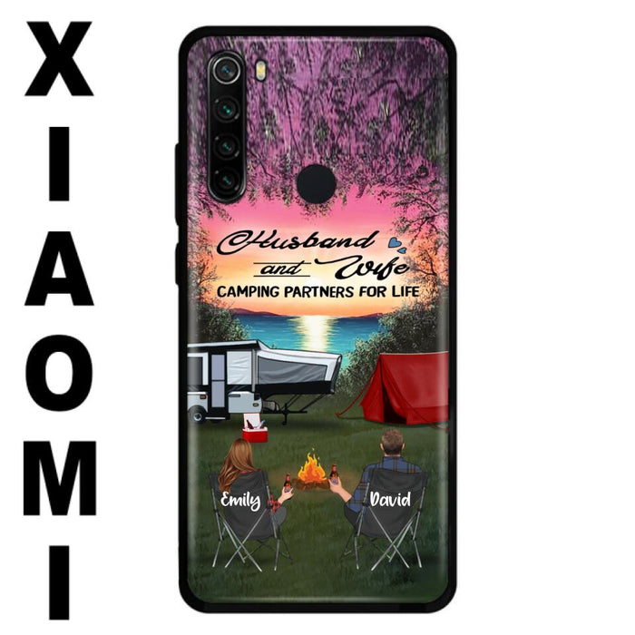 Custom Personalized Camping Phone Case - Couple With Upto 3 Kids And 4 Pets - Gift Idea For Camping Lover - Husband And Wife Camping Partners For Life - Case For Xiaomi, Oppo And Huawei