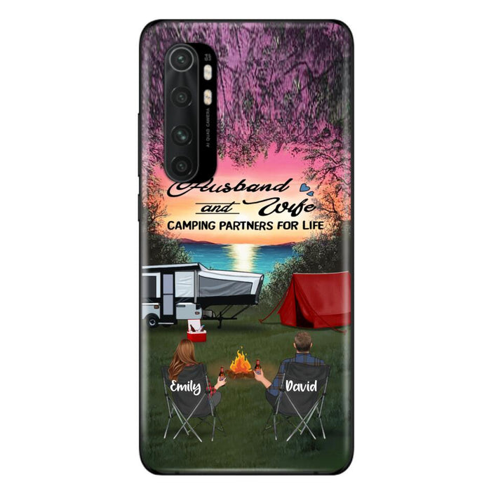 Custom Personalized Camping Phone Case - Couple With Upto 3 Kids And 4 Pets - Gift Idea For Camping Lover - Husband And Wife Camping Partners For Life - Case For Xiaomi, Oppo And Huawei