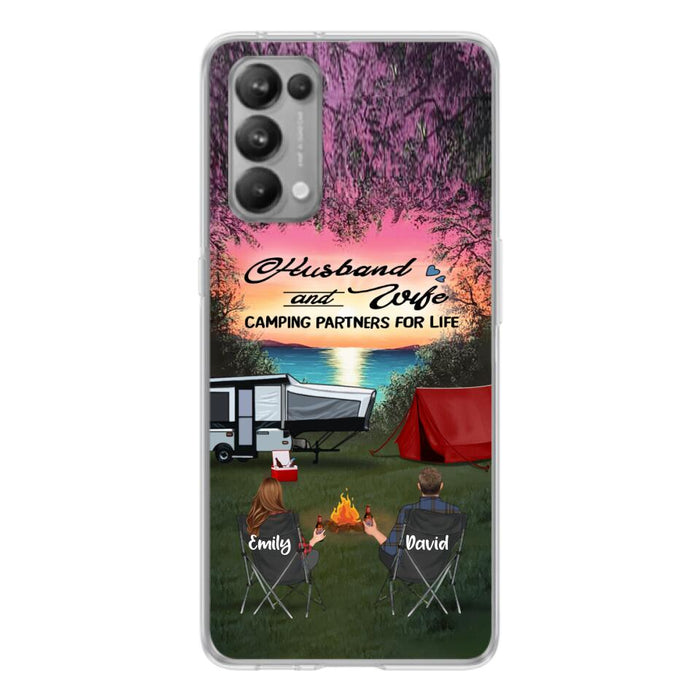 Custom Personalized Camping Phone Case - Couple With Upto 3 Kids And 4 Pets - Gift Idea For Camping Lover - Husband And Wife Camping Partners For Life - Case For Xiaomi, Oppo And Huawei