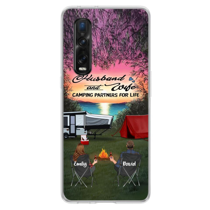 Custom Personalized Camping Phone Case - Couple With Upto 3 Kids And 4 Pets - Gift Idea For Camping Lover - Husband And Wife Camping Partners For Life - Case For Xiaomi, Oppo And Huawei