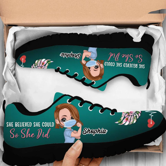 Custom Nurse Sneakers - Gift Idea For Nurse - She Believed She Could So She Did