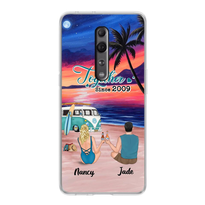 Personalized Beach Camping Phone Case - Gifts For Camping/Dog/Cat Lover With Up to 3 Kids And 3 Pets - This Is Our Happy Place - Case For Xiaomi, Huawei And Oppo