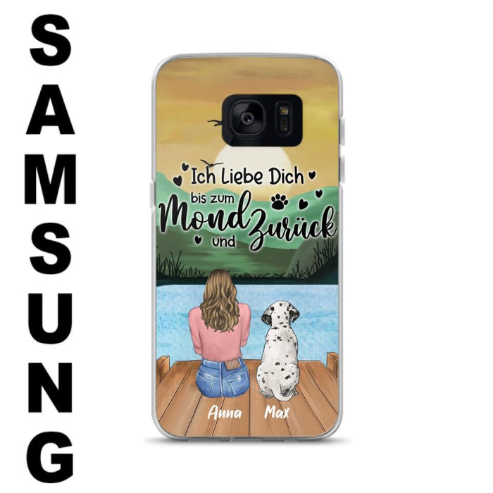 Custom Personalized Dog Mom Phone Case - Gifts For Dog Lover/ Mother's Day With Upto 5 Dogs - Ich Liebe Dich Bis Zum Mond Und Zurück - Case For iPhone And Samsung