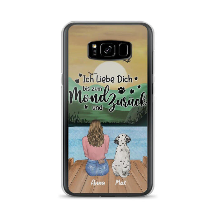 Custom Personalized Dog Mom Phone Case - Gifts For Dog Lover/ Mother's Day With Upto 5 Dogs - Ich Liebe Dich Bis Zum Mond Und Zurück - Case For iPhone And Samsung