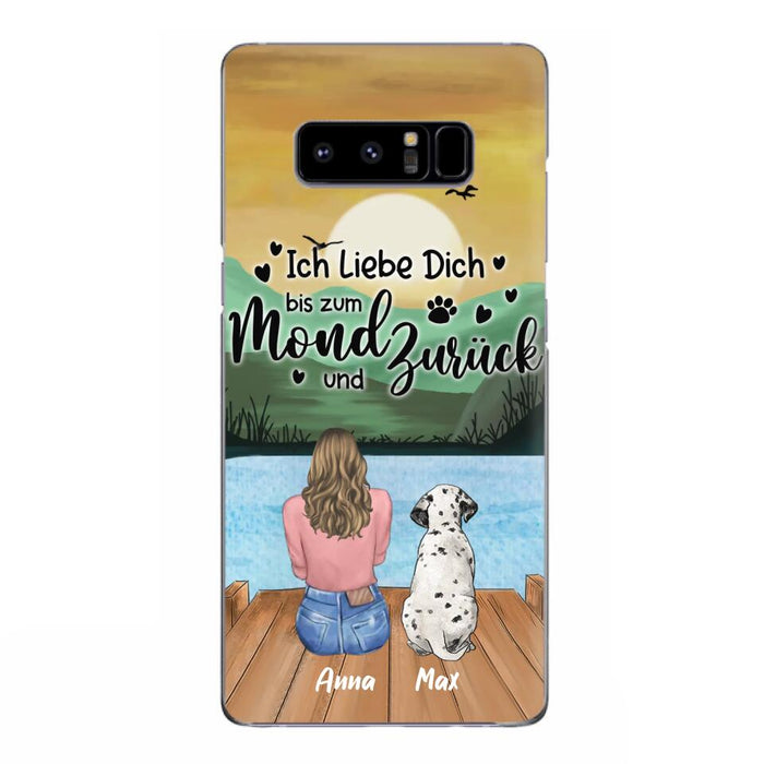 Custom Personalized Dog Mom Phone Case - Gifts For Dog Lover/ Mother's Day With Upto 5 Dogs - Ich Liebe Dich Bis Zum Mond Und Zurück - Case For iPhone And Samsung