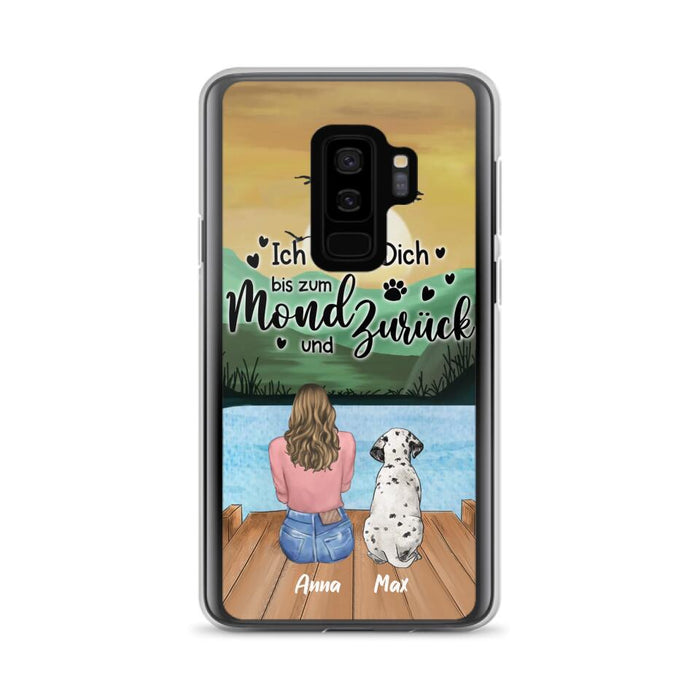 Custom Personalized Dog Mom Phone Case - Gifts For Dog Lover/ Mother's Day With Upto 5 Dogs - Ich Liebe Dich Bis Zum Mond Und Zurück - Case For iPhone And Samsung