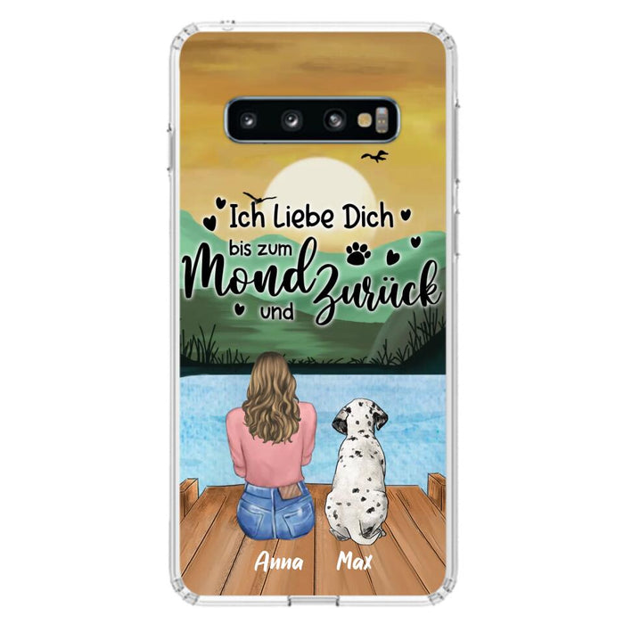 Custom Personalized Dog Mom Phone Case - Gifts For Dog Lover/ Mother's Day With Upto 5 Dogs - Ich Liebe Dich Bis Zum Mond Und Zurück - Case For iPhone And Samsung