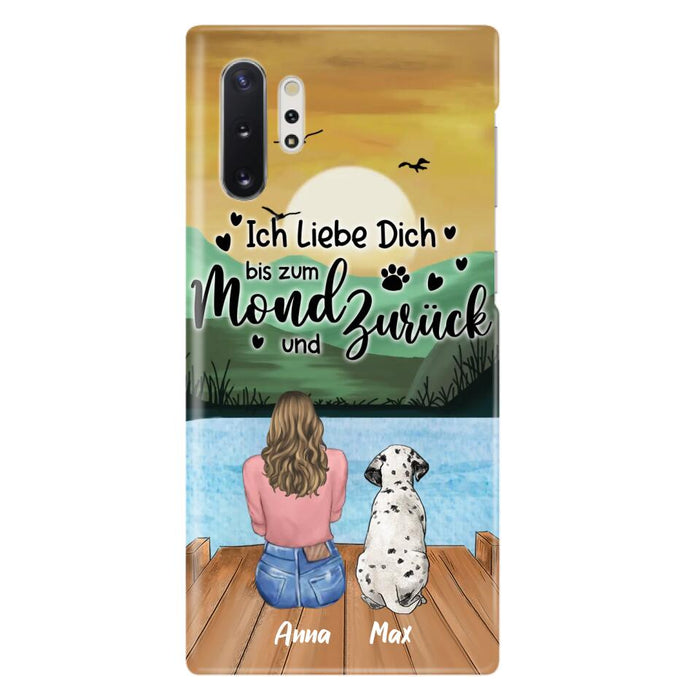 Custom Personalized Dog Mom Phone Case - Gifts For Dog Lover/ Mother's Day With Upto 5 Dogs - Ich Liebe Dich Bis Zum Mond Und Zurück - Case For iPhone And Samsung