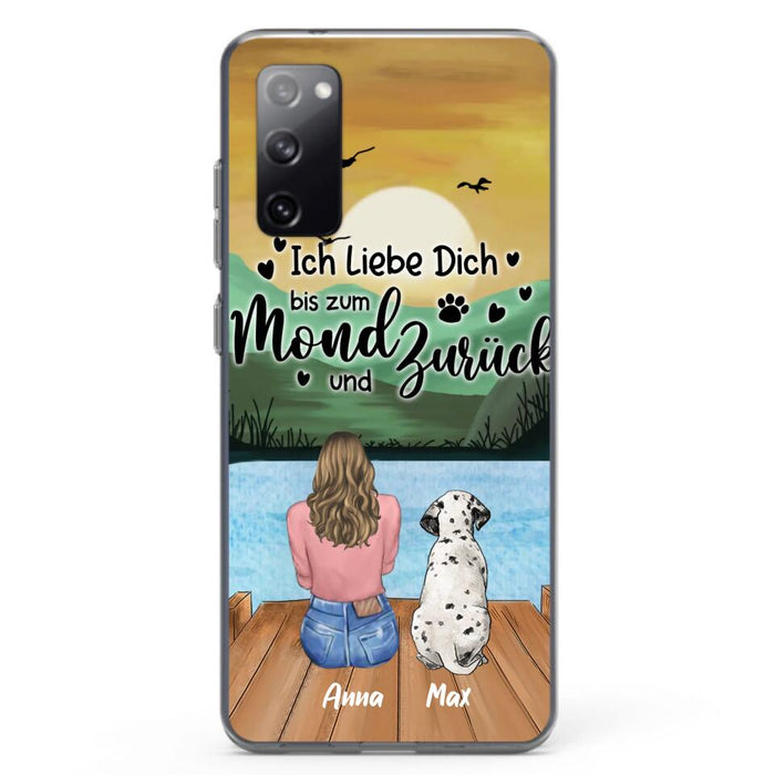 Custom Personalized Dog Mom Phone Case - Gifts For Dog Lover/ Mother's Day With Upto 5 Dogs - Ich Liebe Dich Bis Zum Mond Und Zurück - Case For iPhone And Samsung