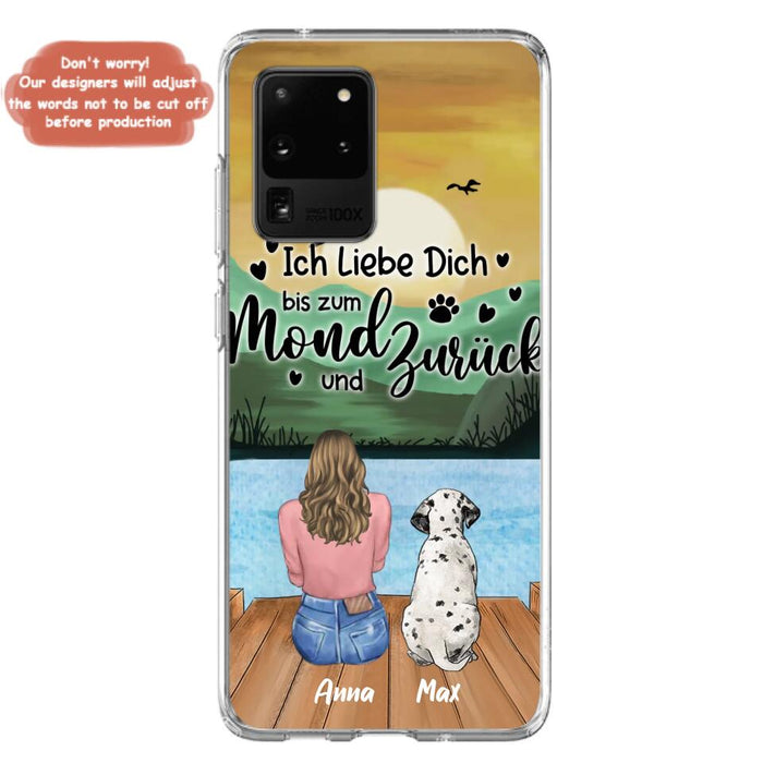 Custom Personalized Dog Mom Phone Case - Gifts For Dog Lover/ Mother's Day With Upto 5 Dogs - Ich Liebe Dich Bis Zum Mond Und Zurück - Case For iPhone And Samsung