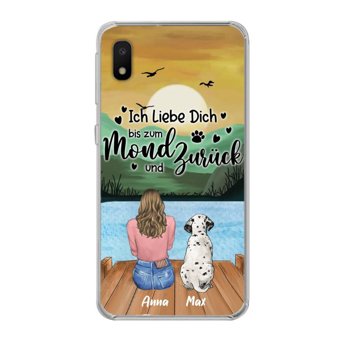 Custom Personalized Dog Mom Phone Case - Gifts For Dog Lover/ Mother's Day With Upto 5 Dogs - Ich Liebe Dich Bis Zum Mond Und Zurück - Case For iPhone And Samsung