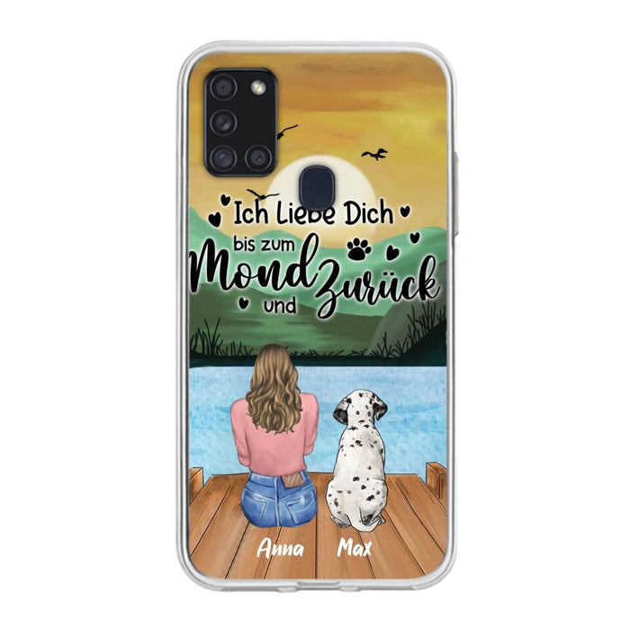 Custom Personalized Dog Mom Phone Case - Gifts For Dog Lover/ Mother's Day With Upto 5 Dogs - Ich Liebe Dich Bis Zum Mond Und Zurück - Case For iPhone And Samsung