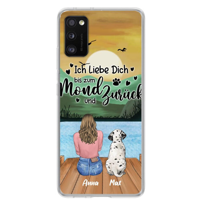 Custom Personalized Dog Mom Phone Case - Gifts For Dog Lover/ Mother's Day With Upto 5 Dogs - Ich Liebe Dich Bis Zum Mond Und Zurück - Case For iPhone And Samsung